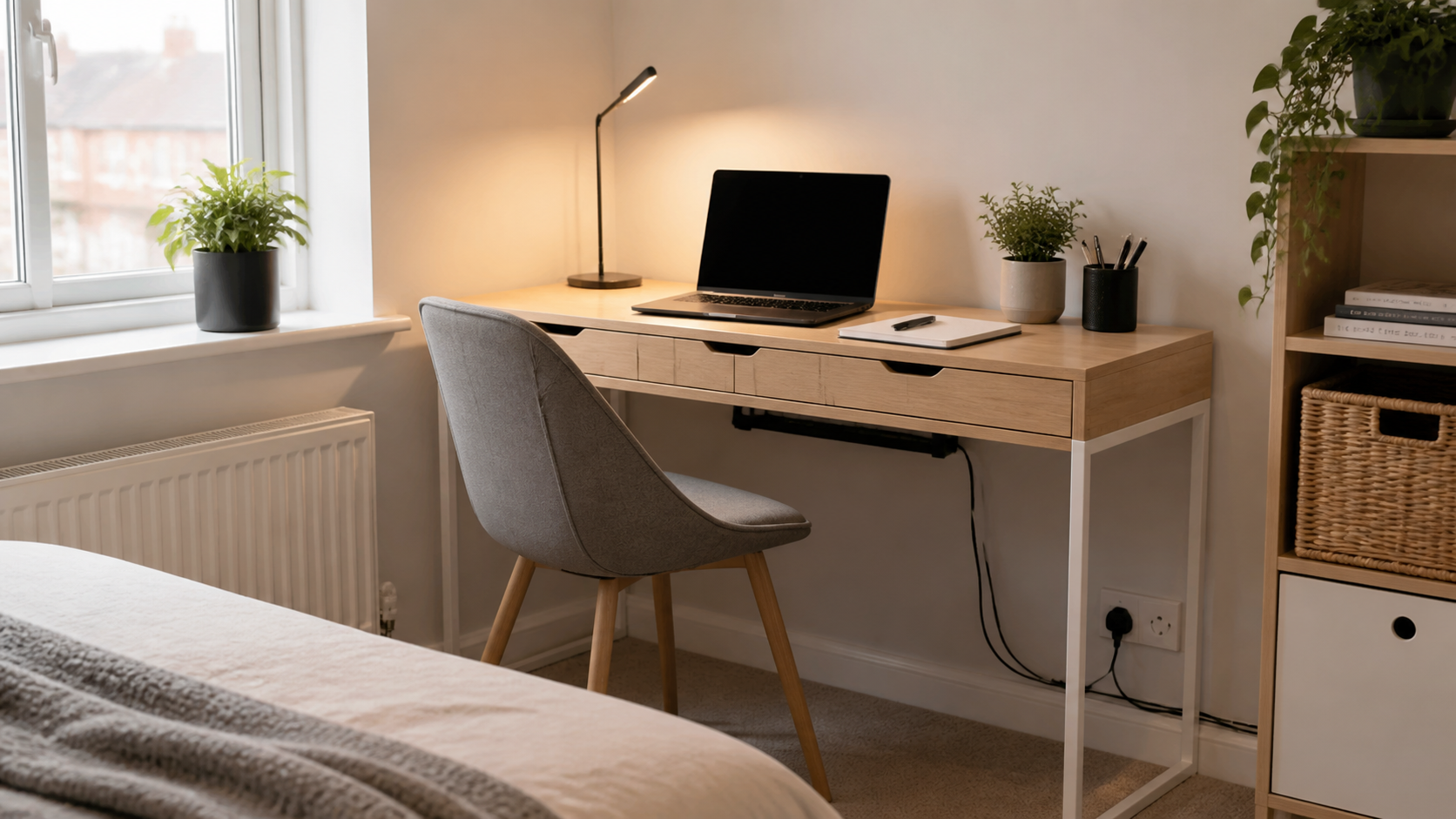 compact desk small spaces uk setup in a small bedroom