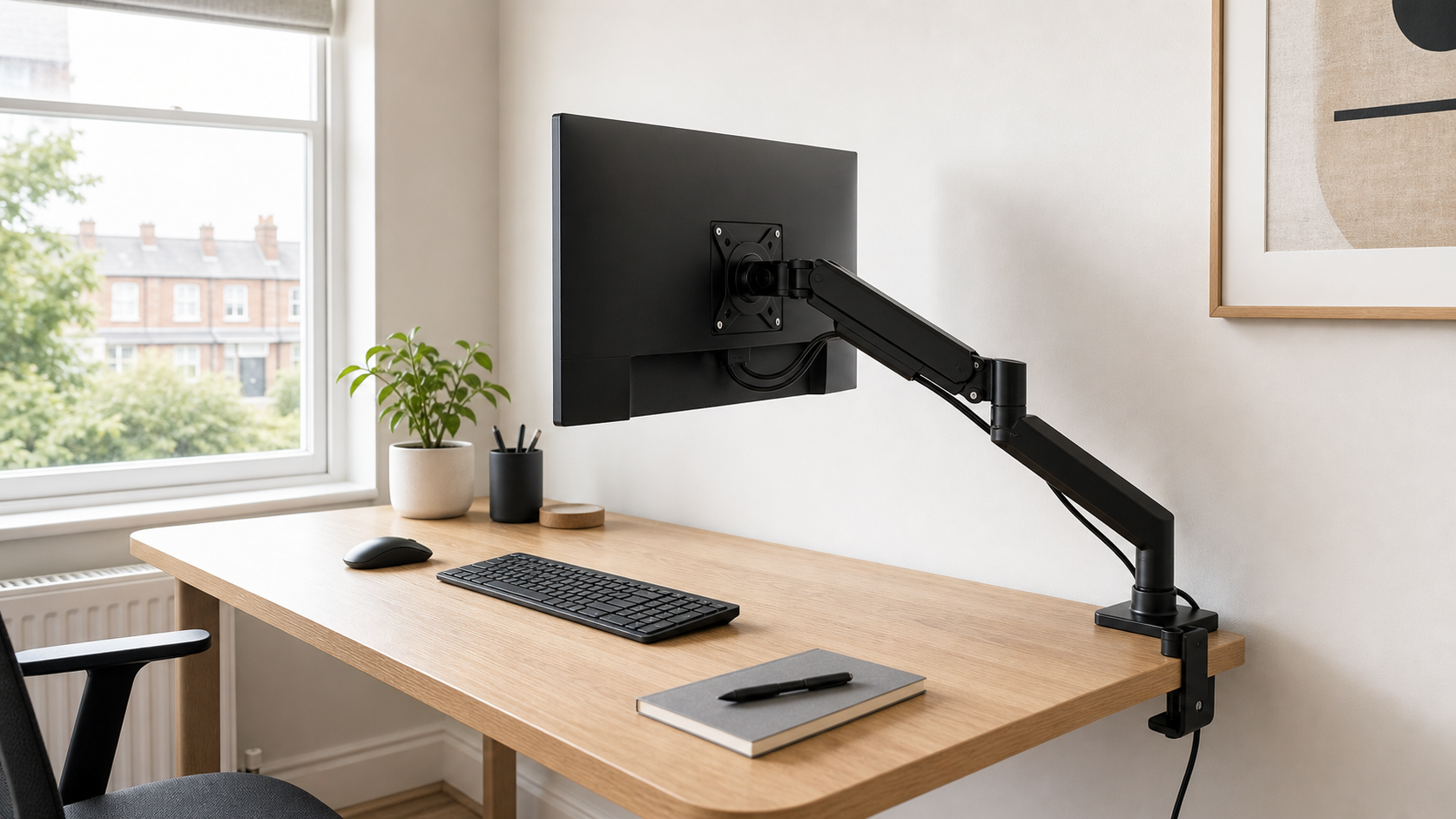 monitor arm under 60 uk on a tidy small desk